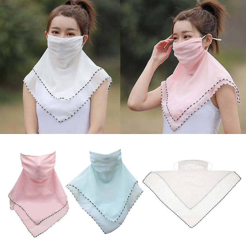 3x Ladies Solid Face Mask Scarves Earloop Neck Gaiter Uv Protection Lightweight