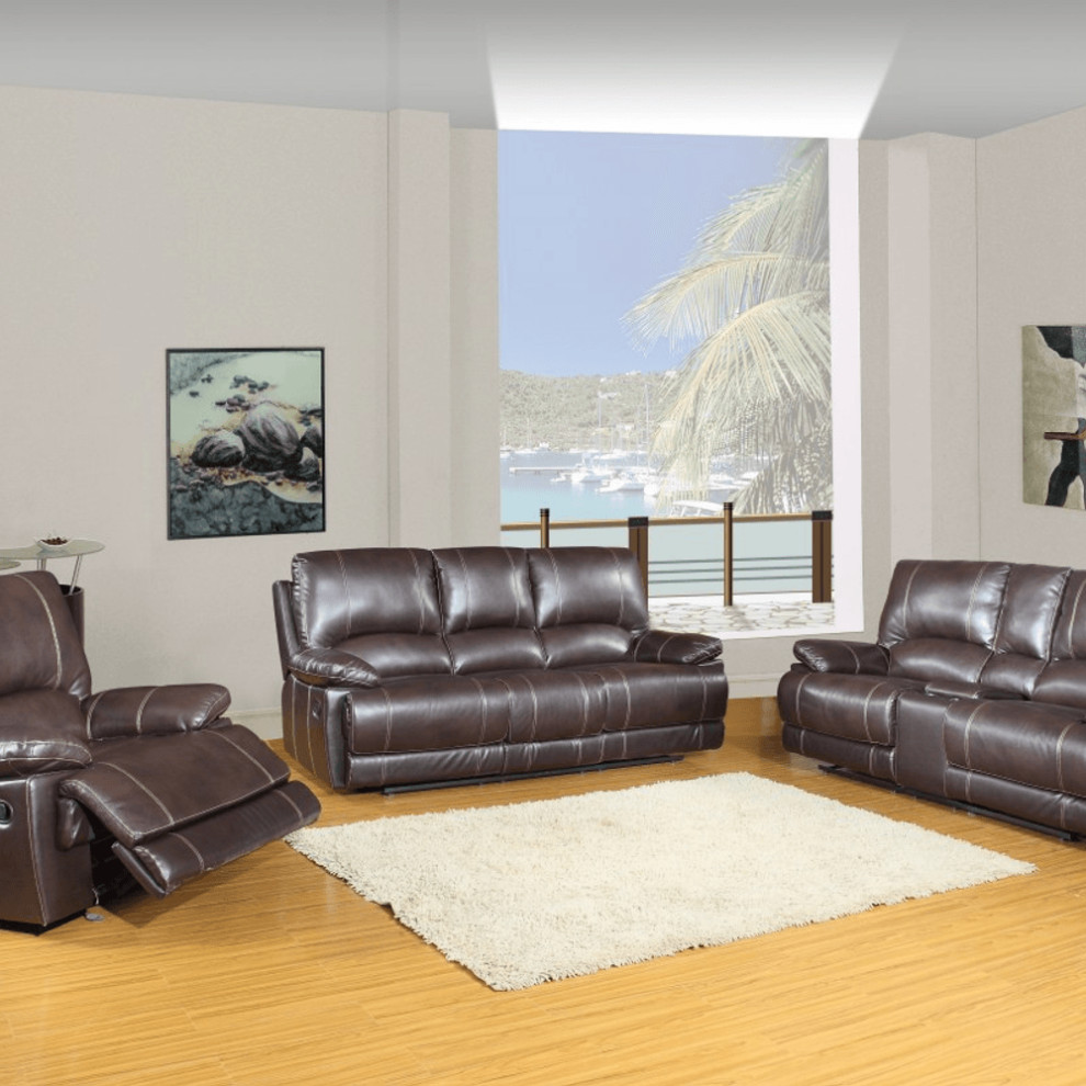 76  x27quotX 40  x27quot X 41  x27quotModern Brown Sofa Set With Console Loveseat   Contemporary   Living Room Furniture Sets   by HomeRoots  Houzz