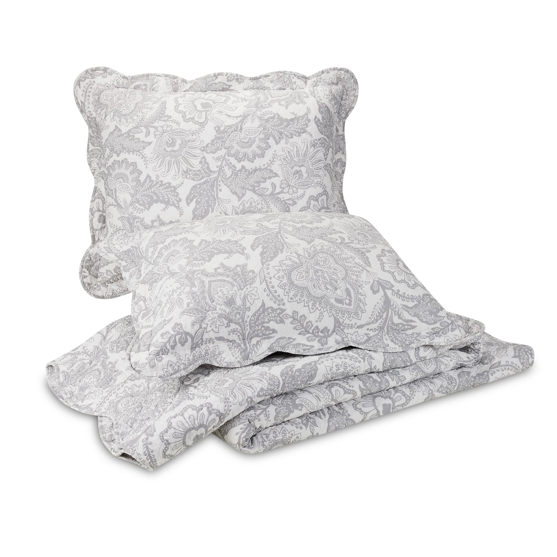 Java Lace Scallop Quilt Set, Full - Queen