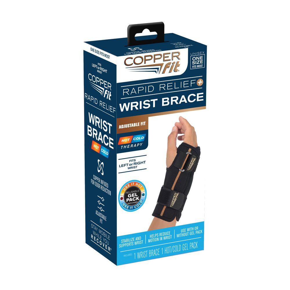 COPPER FIT Rapid Relief One Size Fits Most Wrist Brace in Black CFRRWRT1S3