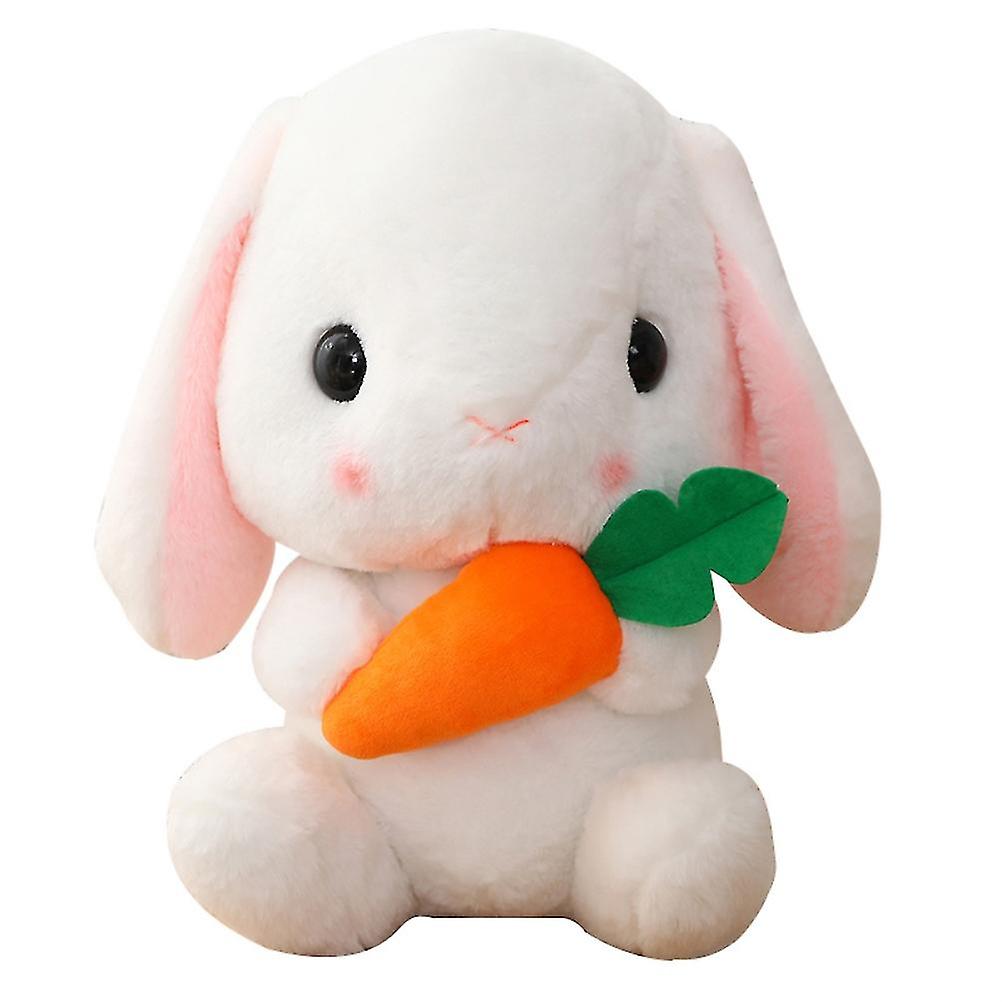 Easter Bunny Plush Toy Easter Rabbit Bunny Stuffed Animal Doll White Plush Bunny with Carrot Perfect Birthday New Year Gift for Children