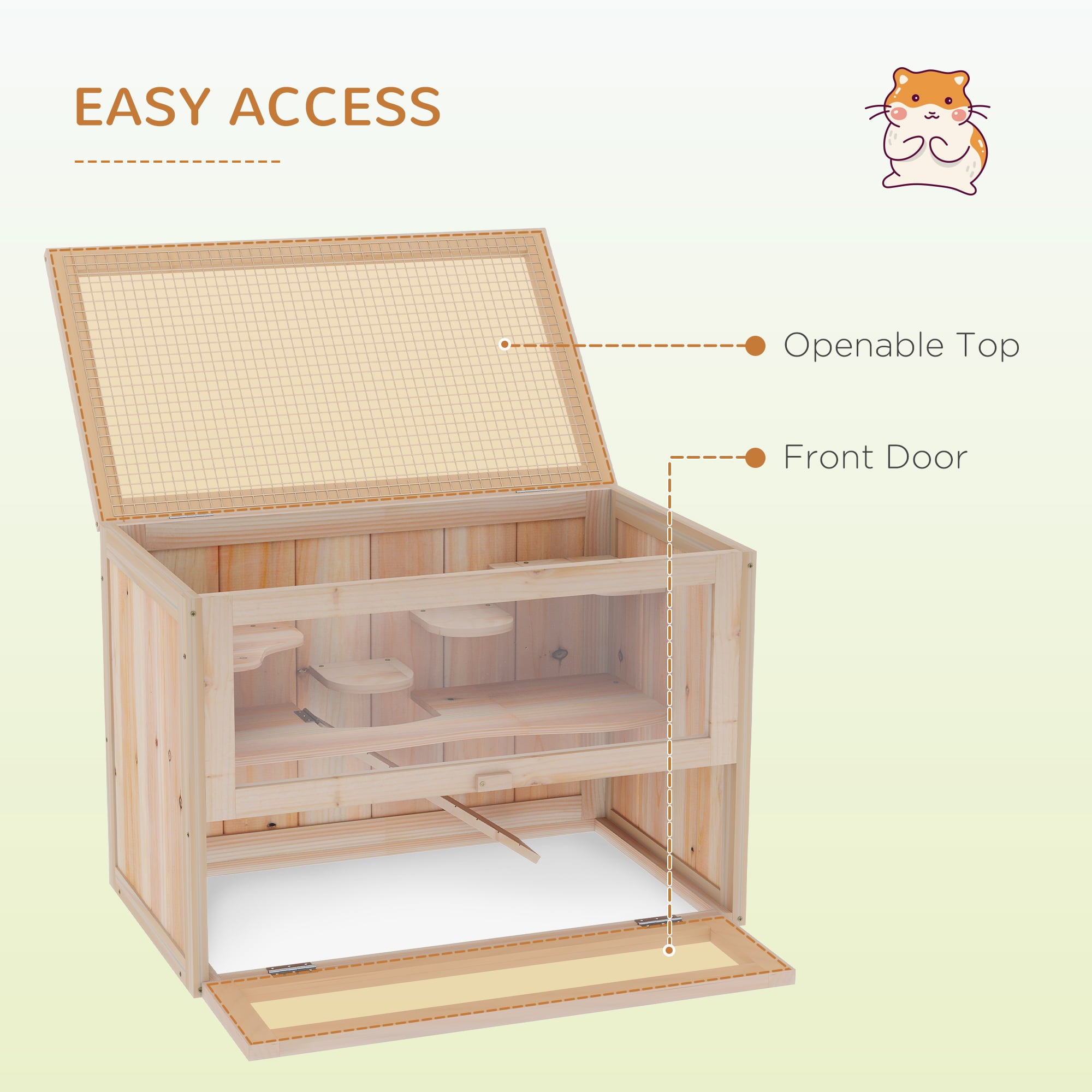 Pawhut 2-Level Hamster Cage and Small Animal Habitat for Rabbits， Guinea Pigs， and Chinchillas with Openable Roof and Window