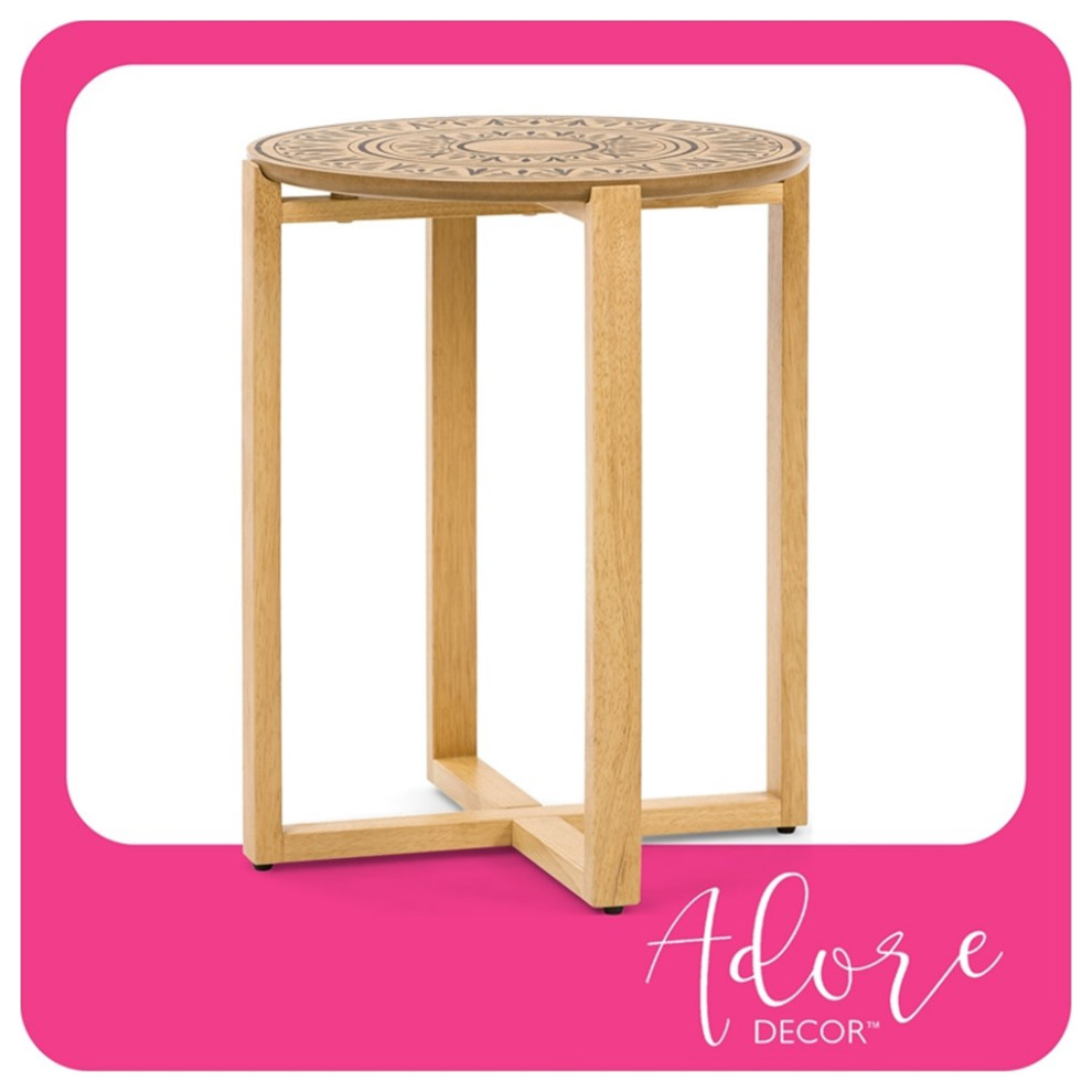 Home Square Wood End Table with Cross Style Base in Natural   Set of 2   Contemporary   Side Tables And End Tables   by Homesquare  Houzz