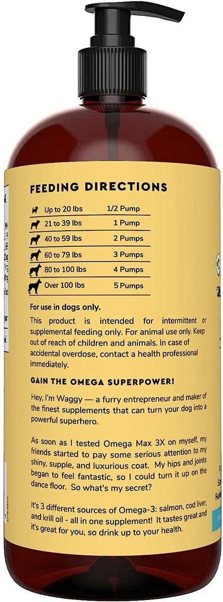 Wonder Paws Fish Oil Skin， Joint， Immune and Heart Health Liquid Supplement for Dogs， 16-oz bottle