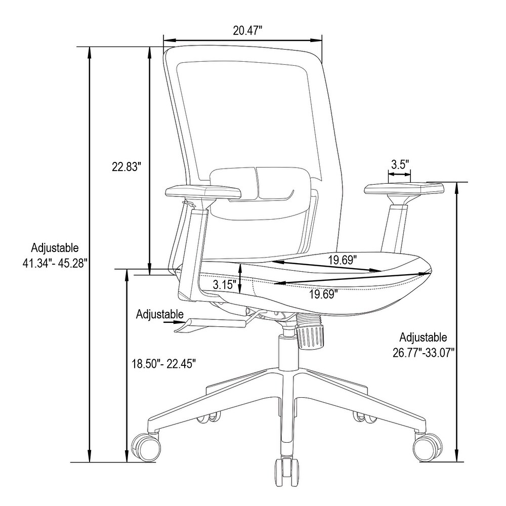 LeisureMod Ingram Modern Office Task Chair with Adjustable Armrests