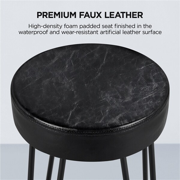 Yaheetech 2pcs Faux Leather Counter Stools with Round Backless Seat