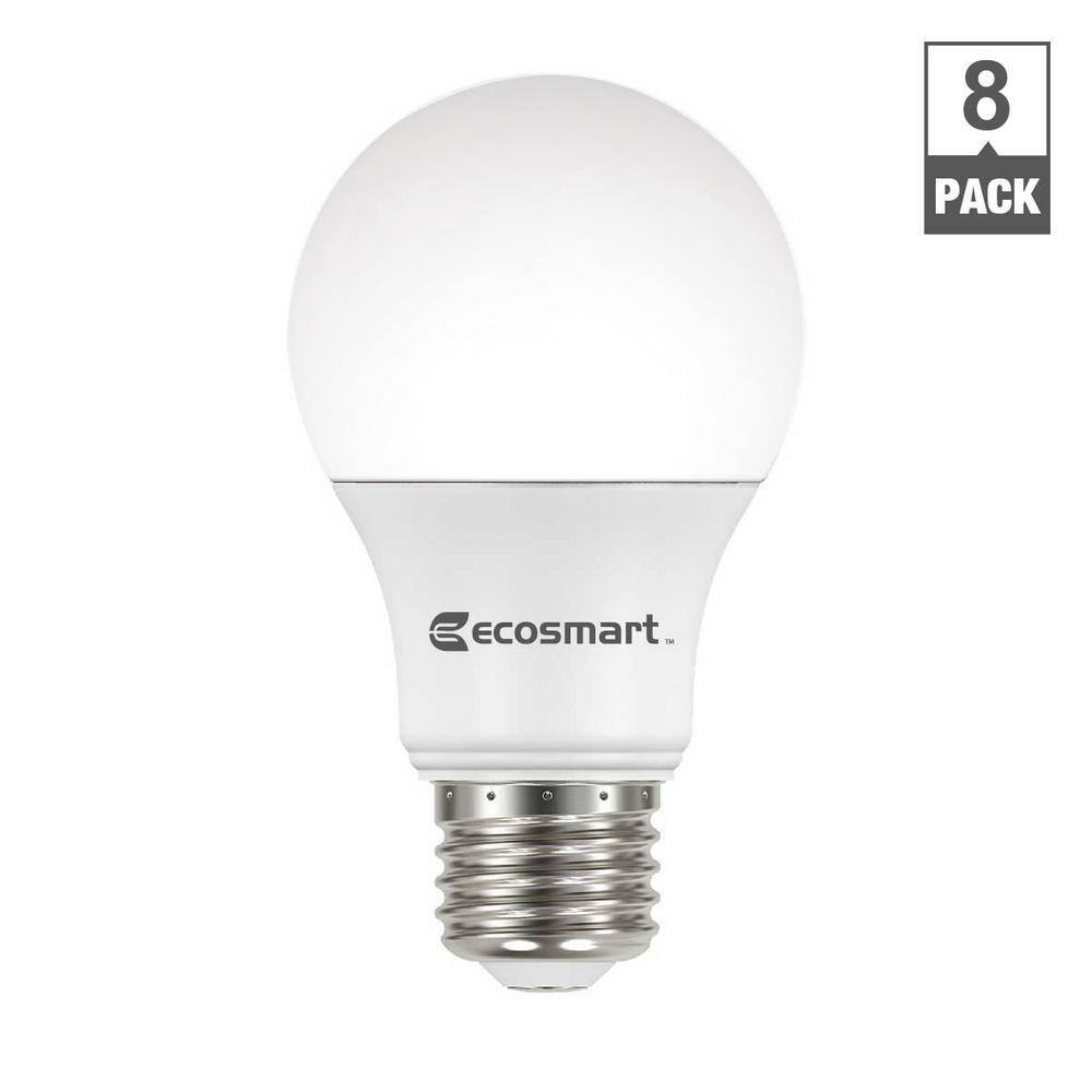 EcoSmart 60-Watt Equivalent A19 Non-Dimmable CEC LED Light Bulb Soft White (8-Pack) A9A19A60WT2048