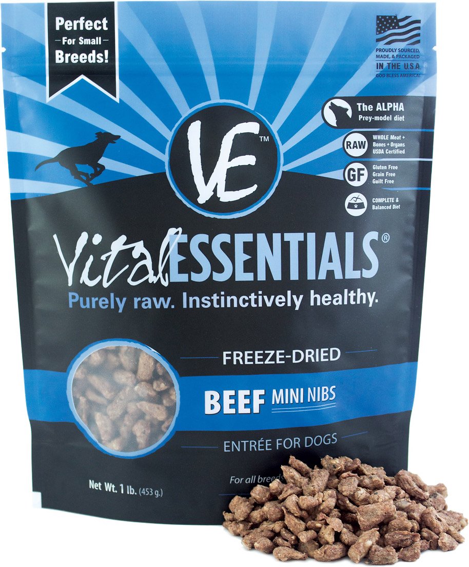 Vital Essentials Beef Entree Mini Nibs Grain Free Freeze Dried Raw Dog