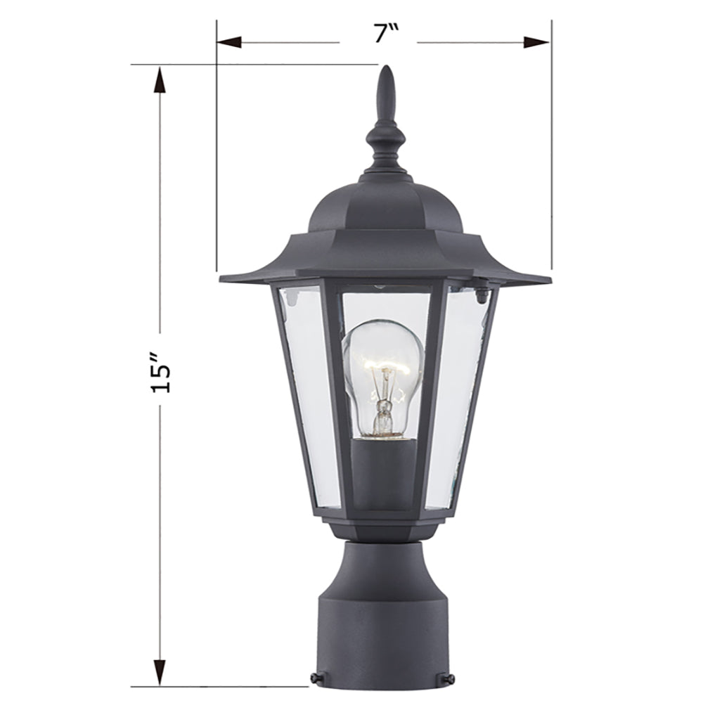 Uixe Post Light Fixture， Black Exterior Pole Lantern for Garden