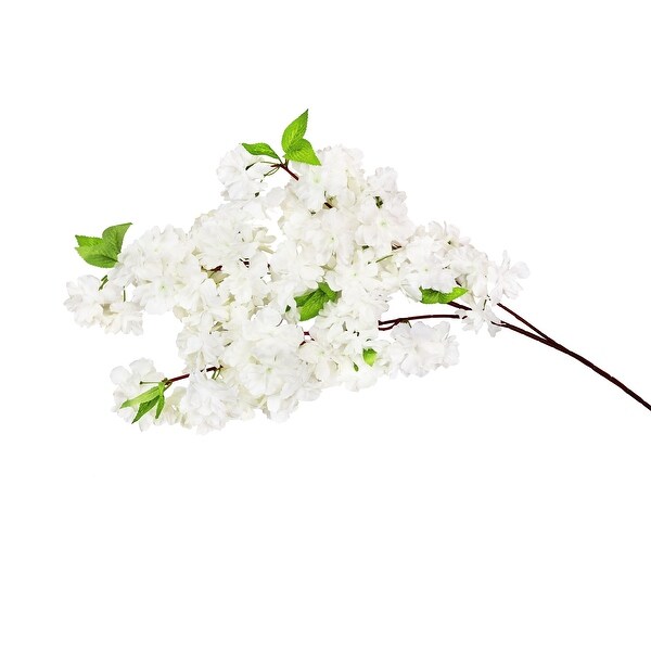 Set of 3 Cream White Artificial Triple Bloom Cherry Blossom Flower Stem Spray 41in