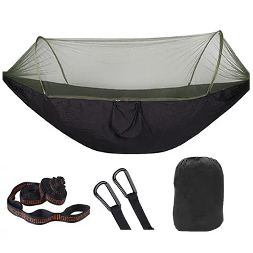 Upgraded Double Tree Mesh Hammock Outdoor Hiking Backpacking Travel Fabric Parachute Hammock