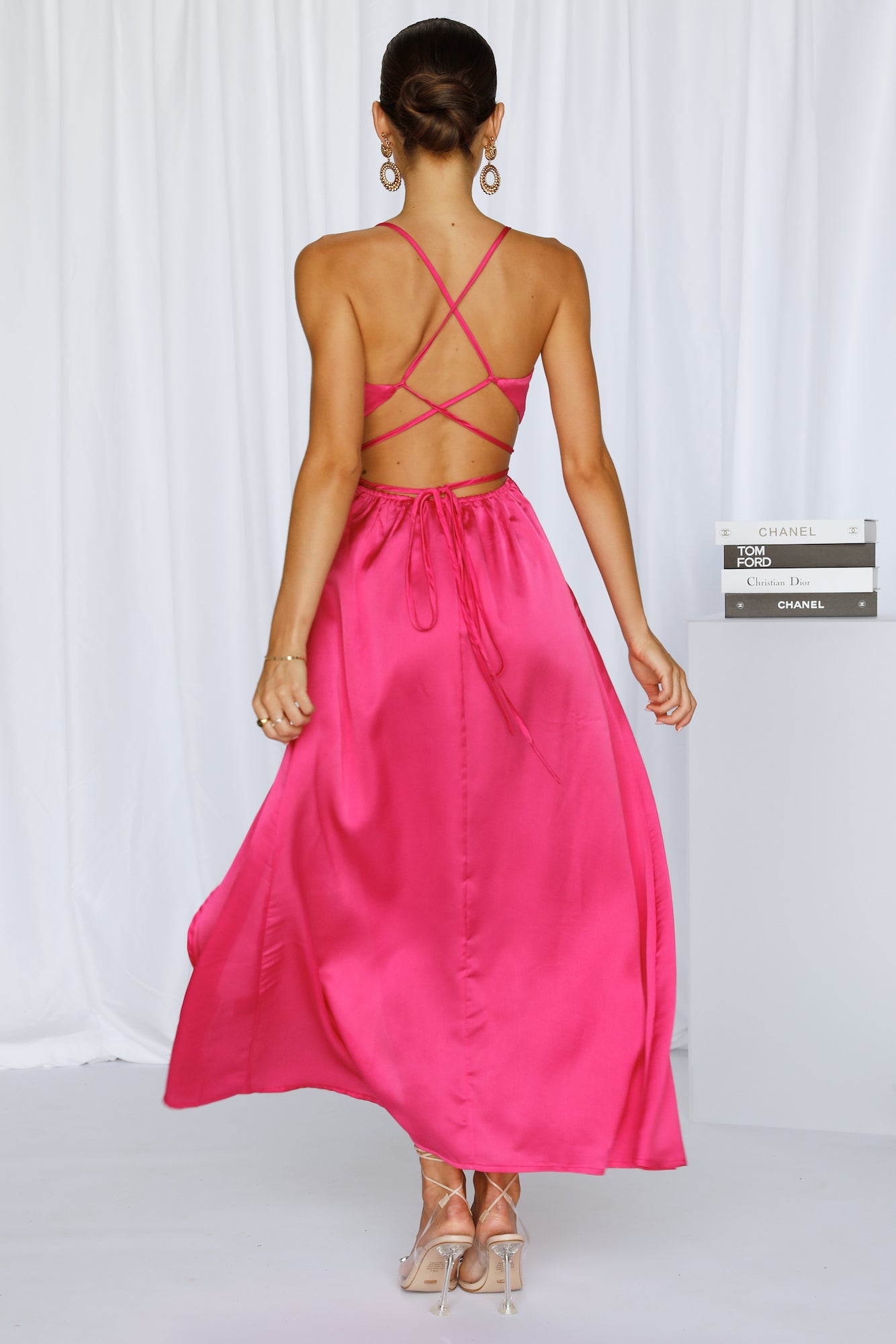 Reveal Your Mind Midi Dress Hot Pink