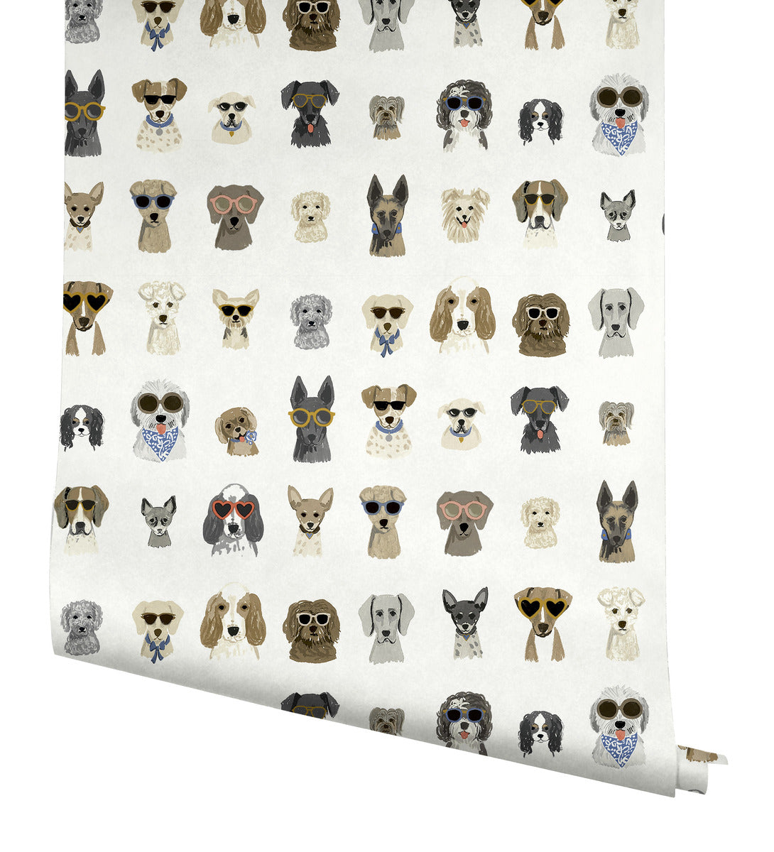 Dog Days Multi White Peel & Stick Wallpaper by York Wallcoverings