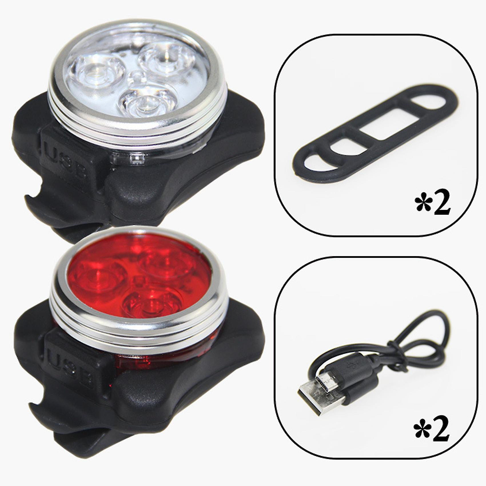 4x Outdoor Bicycle Waterproof Cob 3 Led Usb Rechargeable 4 Modes Bike Night Ridefront Head Light La