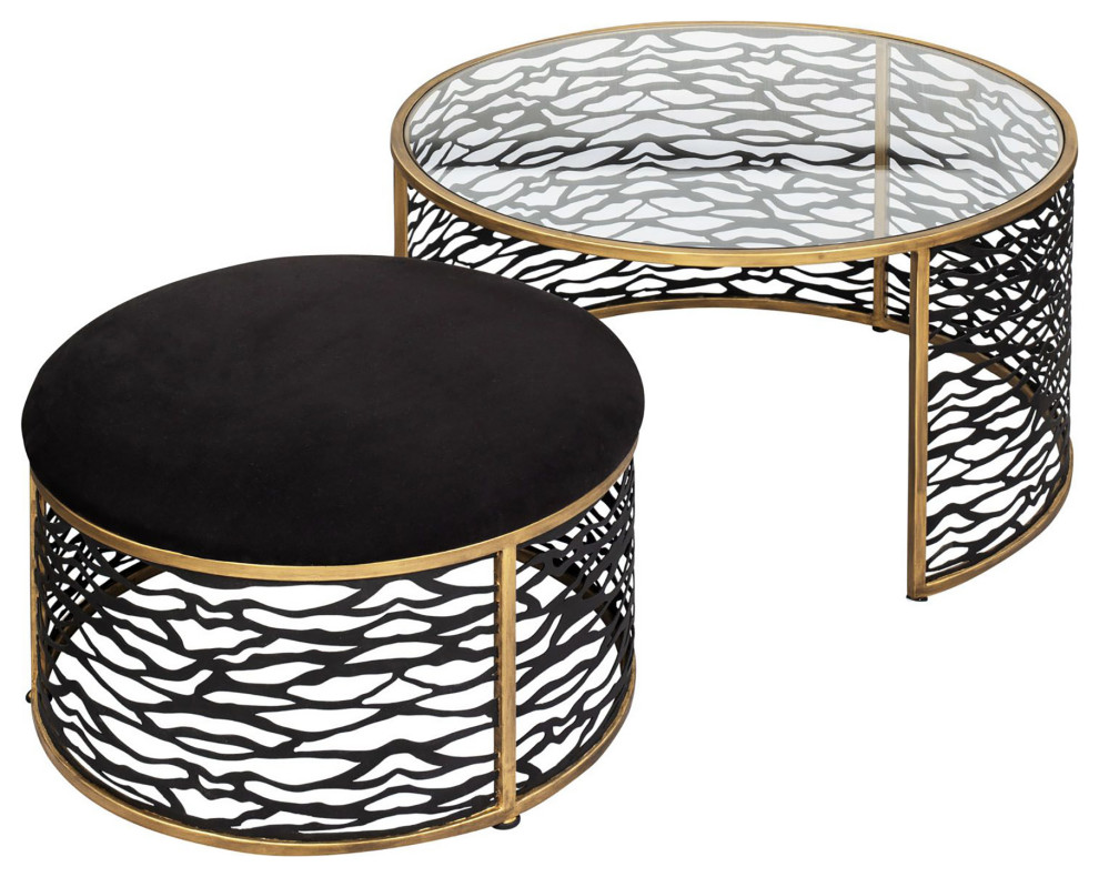 Kato Nesting Coffee Table and Ottoman Havana Gold/Carbon   Contemporary   Coffee Table Sets   by Varaluz  Houzz