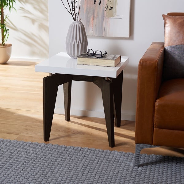 SAFAVIEH Mid-Century Modern Josef White/ Dark Brown Lacquer End Table - 19.6