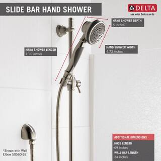 Delta 3-Spray Patterns 1.75 GPM 3.75 in. Wall Mount Handheld Shower Head with Slide Bar in Polished Brass 57021-PB