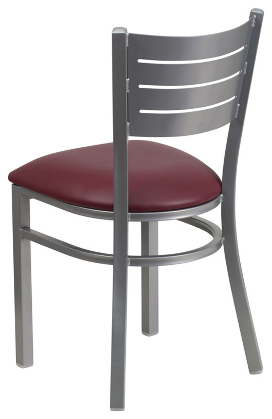 HERCULES Series Silver Slat Back Metal Restaurant Chair  Burgundy Vinyl Seat   Contemporary   Dining Chairs   by Beyond Design  ampMore  Houzz