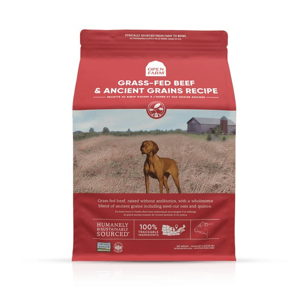 OPEN FARM GRASS-FED BEEF and ANCIENT GRAINS DRY DOG FOOD 22 lbs;