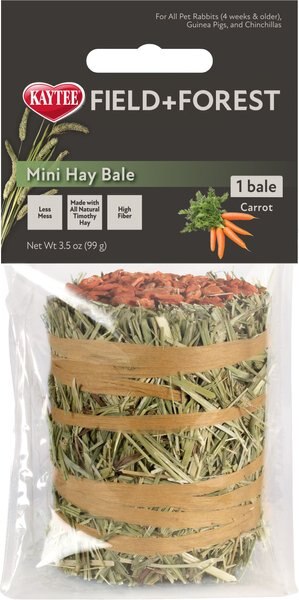 Field+Forest by Kaytee Mini Hay Bale Carrot Small Pet Hay， 3.5-oz bag