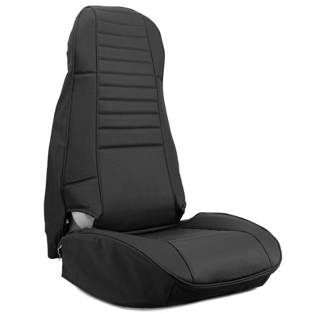 Kojem Black Faux Leather Seat Covers Compatible with 1976-1986 Jeep CJ7 CJ8 and Early YJ up to 1990 Front High-Back Bucket Seats and Rear Bench Seat