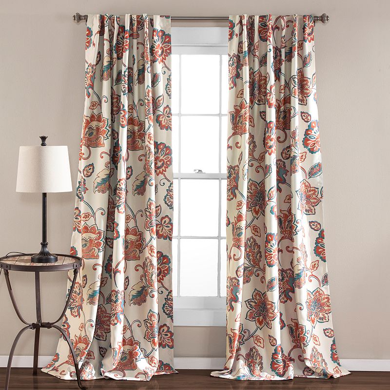 Lush Decor Aster Jacobean Room Darkening Window Curtains Set