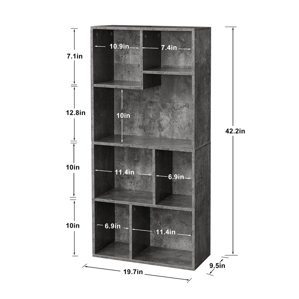 VECELO  Widened Version  3 Tier Seven Open Cube Wooden Bookcase Organizer  Bookshelf / Book Storage