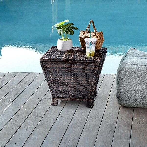 Outdoor 20 in. Wicker Storage Side Table