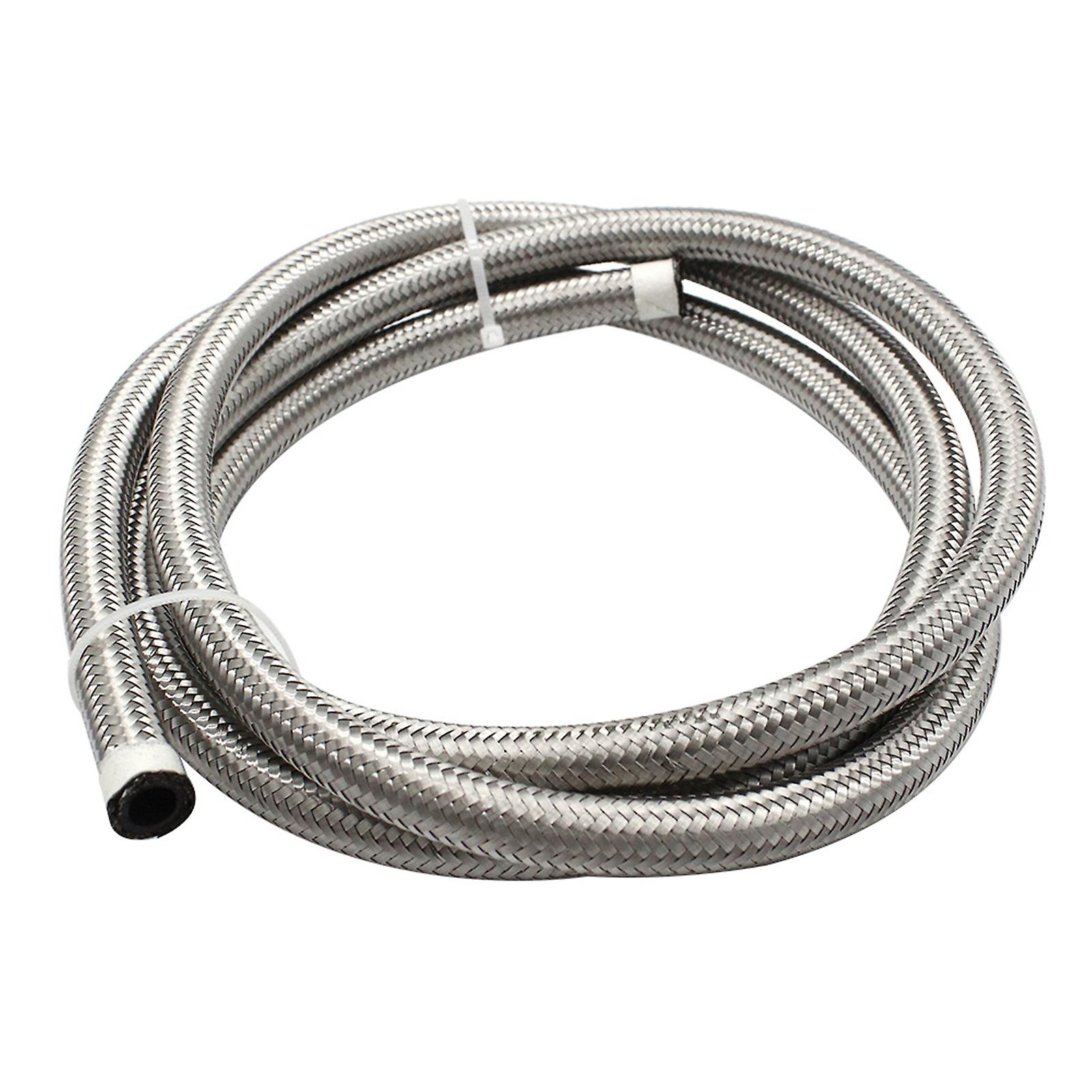 2m Silver An8 Nylon And Stainless Steel Braided Fuel Line 8an