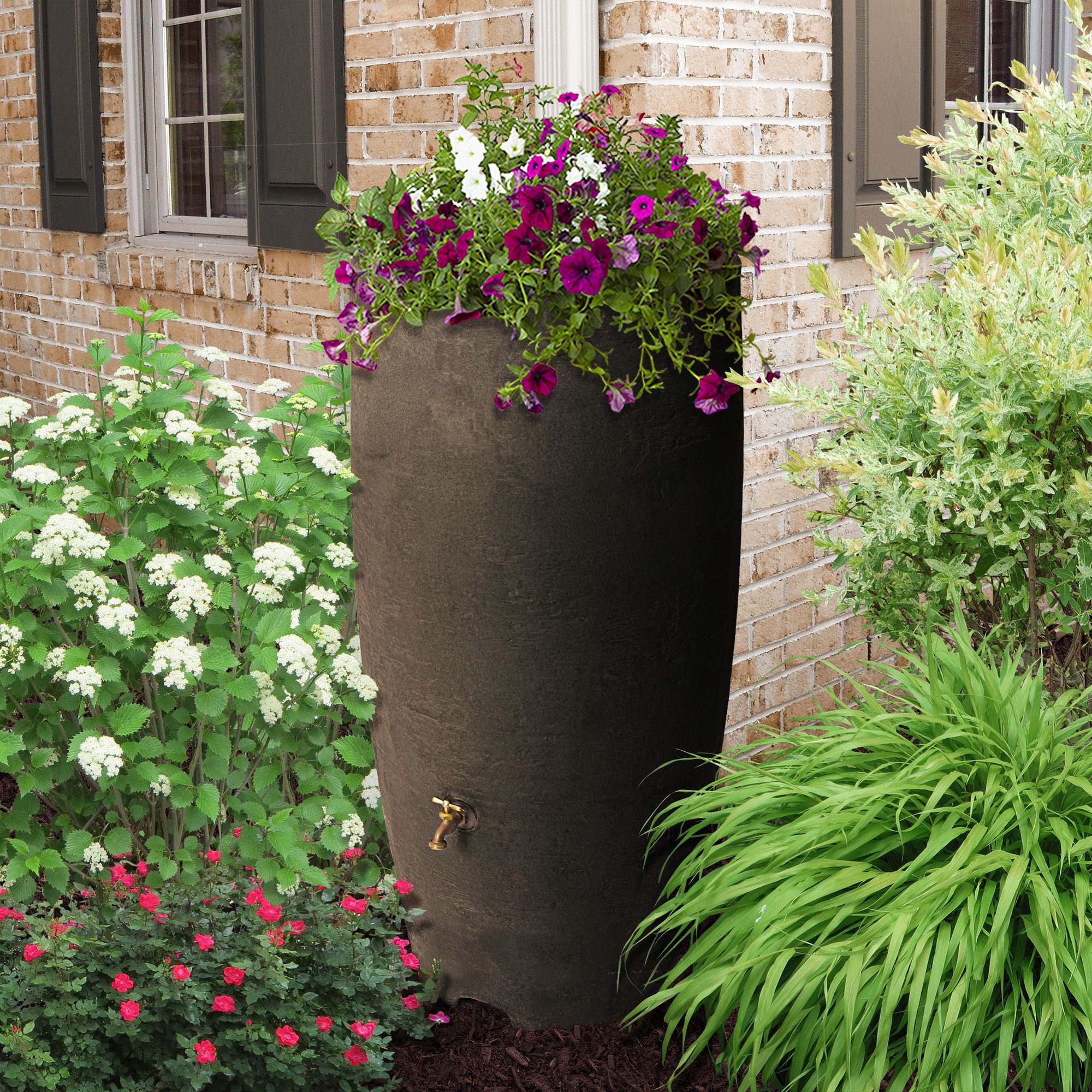 Algreen Products 80 gal Chocolate Brown Plastic Rain Barrel