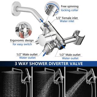 YASINU 1-Spray Patterns 10 in. Wall Mount All Metal Dual Shower Head with Shower Wand And 70