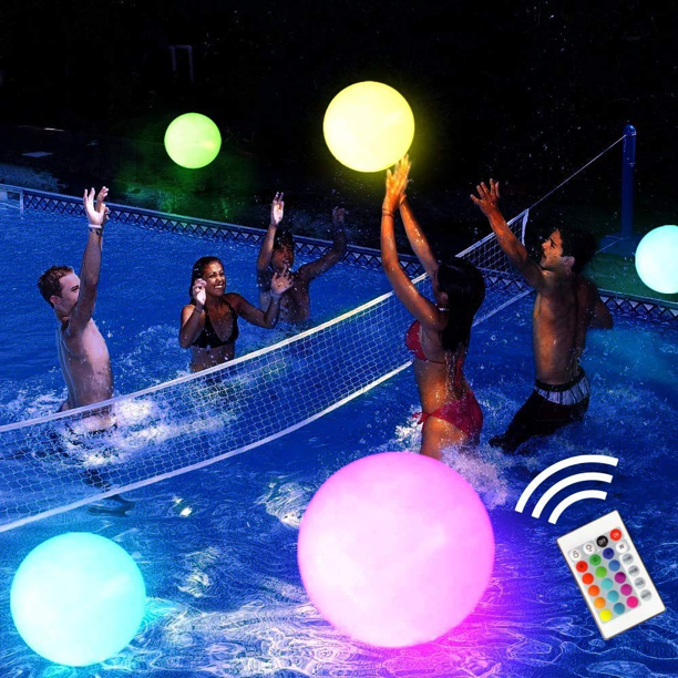 Pool Toy 16× 2PCS Light Up Beach Ball Toy， Glow in Dark Pool Games Toys with 16 Color Changing Lights， for Summer Pool Beach Party