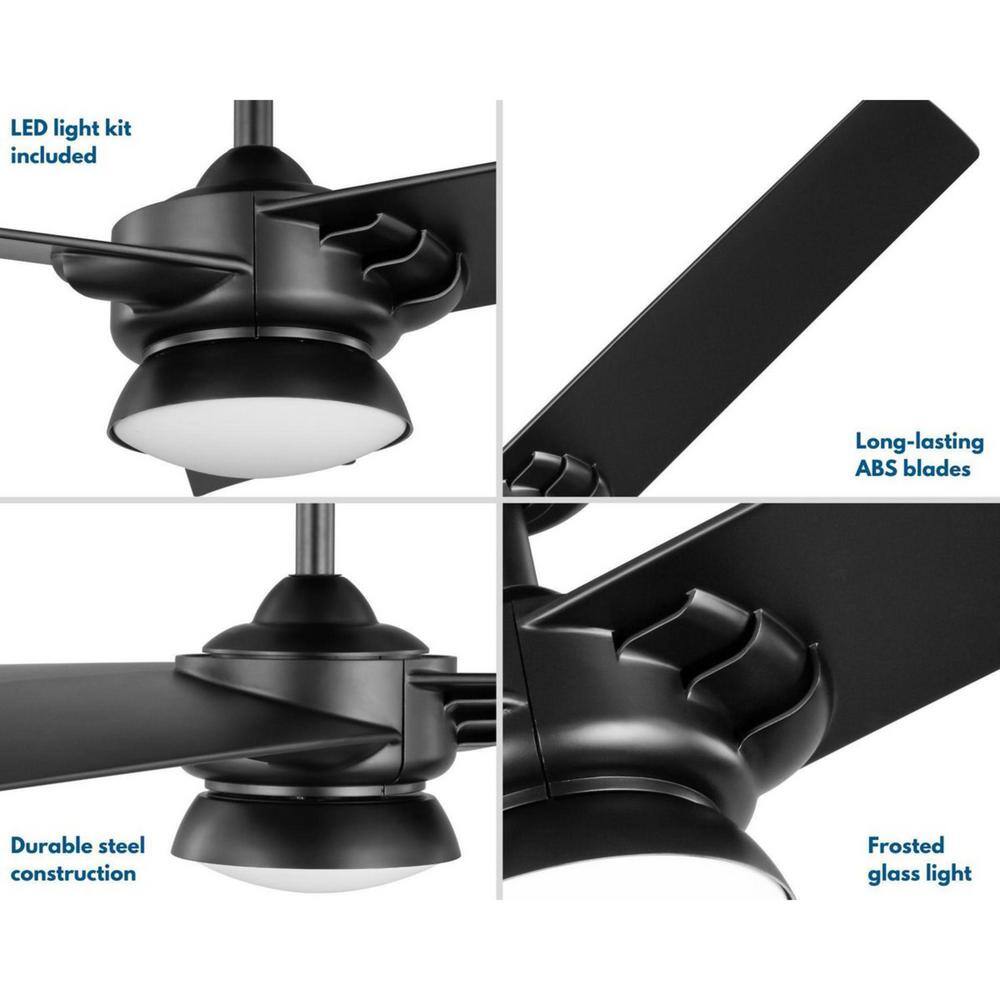 Progress Lighting Edwidge 52 in. 3-Blade LED Black DC Motor Contemporary Ceiling Fan with Light P250062-031-30