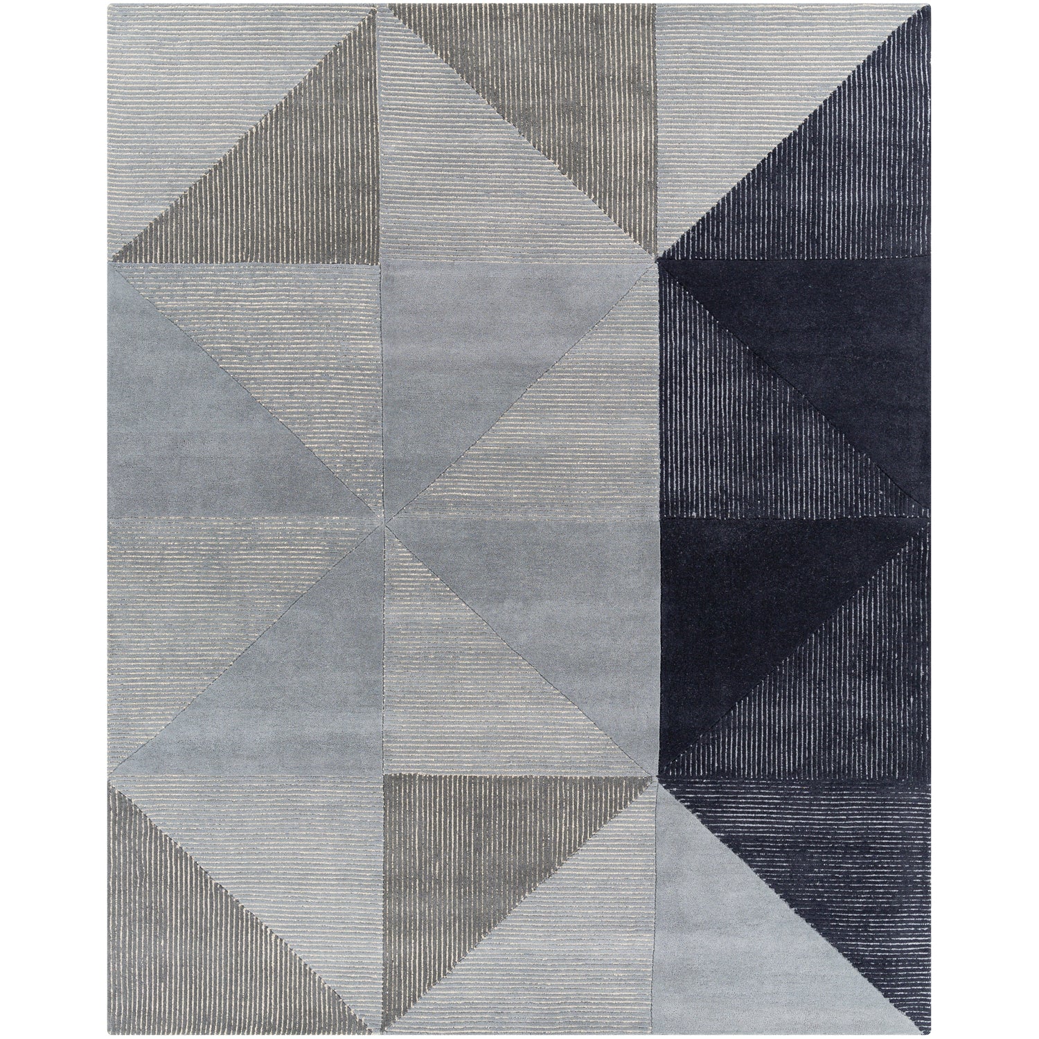 Kennedy Hand Tufted Rug in Navy, Taupe, Khaki, Charcoal, Denim