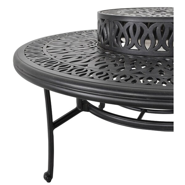 Grand Bonaire Weave Backyard Casual Fire Pit Table With Accessories