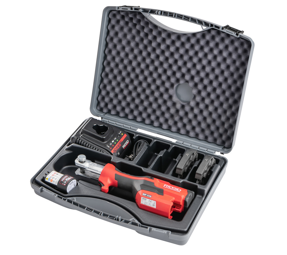 RIDGID RP 115 Mini Press Tool Battery Kit with Propress Jaws 1/2-3/4 ;