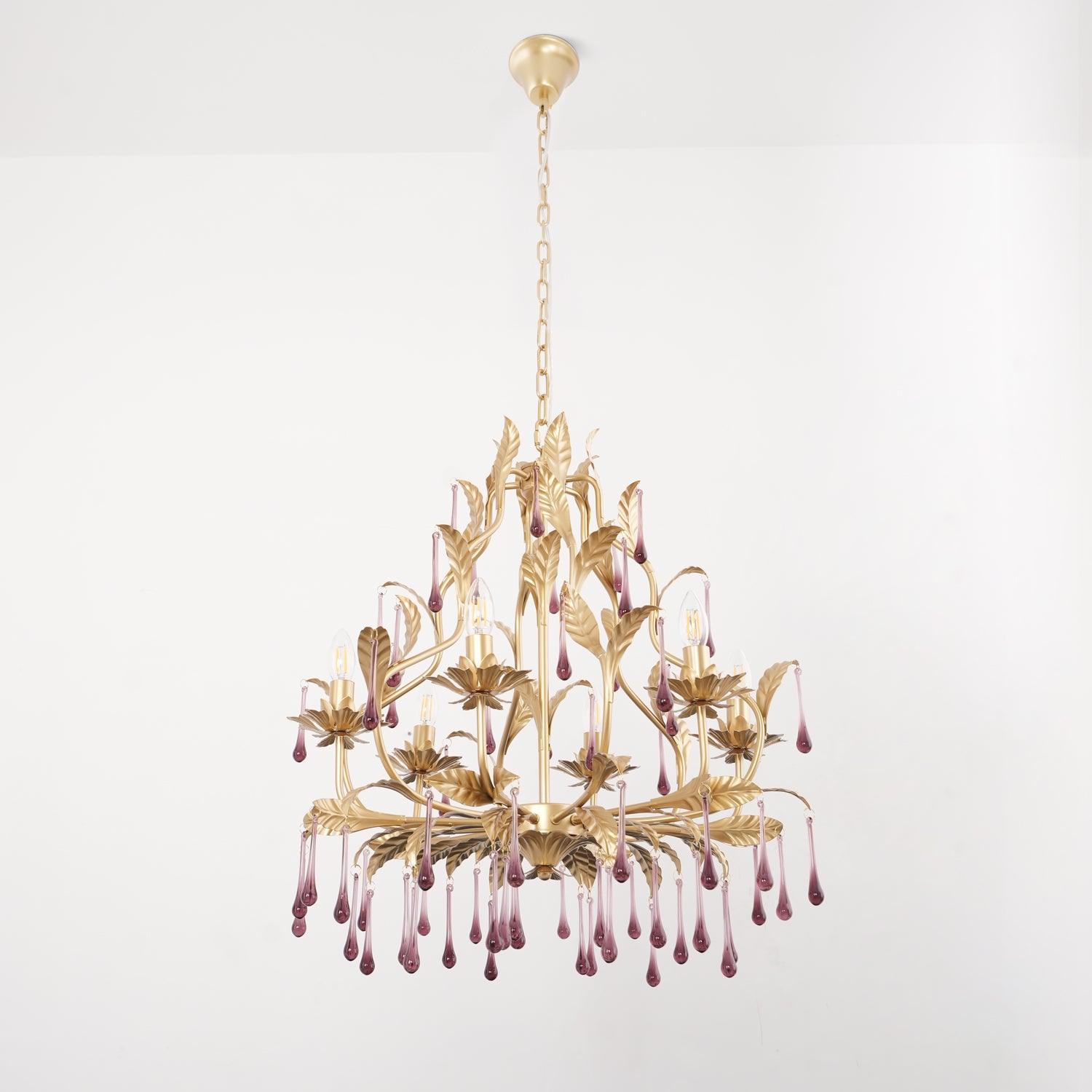 Amethyst Drops Glass Chandelier