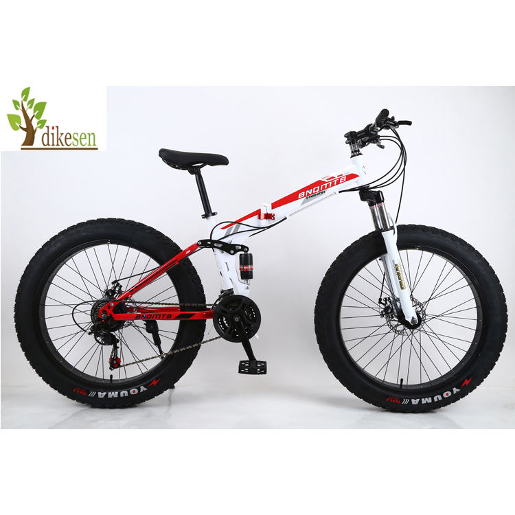 2023 Factory 26 Inch Beach Bike Fat Tire Snow Mountain Bicycle with Double Disc brake folding bicicletas Cheap big tire MTB bike