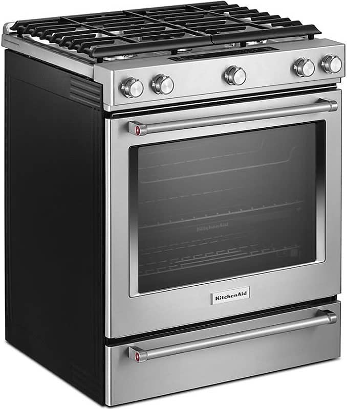 KitchenAid ADA 30 Stainless Steel Slide-In Convection Gas Range With Baking Drawer