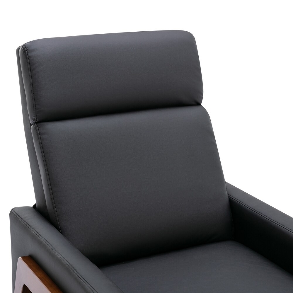 PU Leather Accent Chairs Adjustable Recliner Chair  Black PU