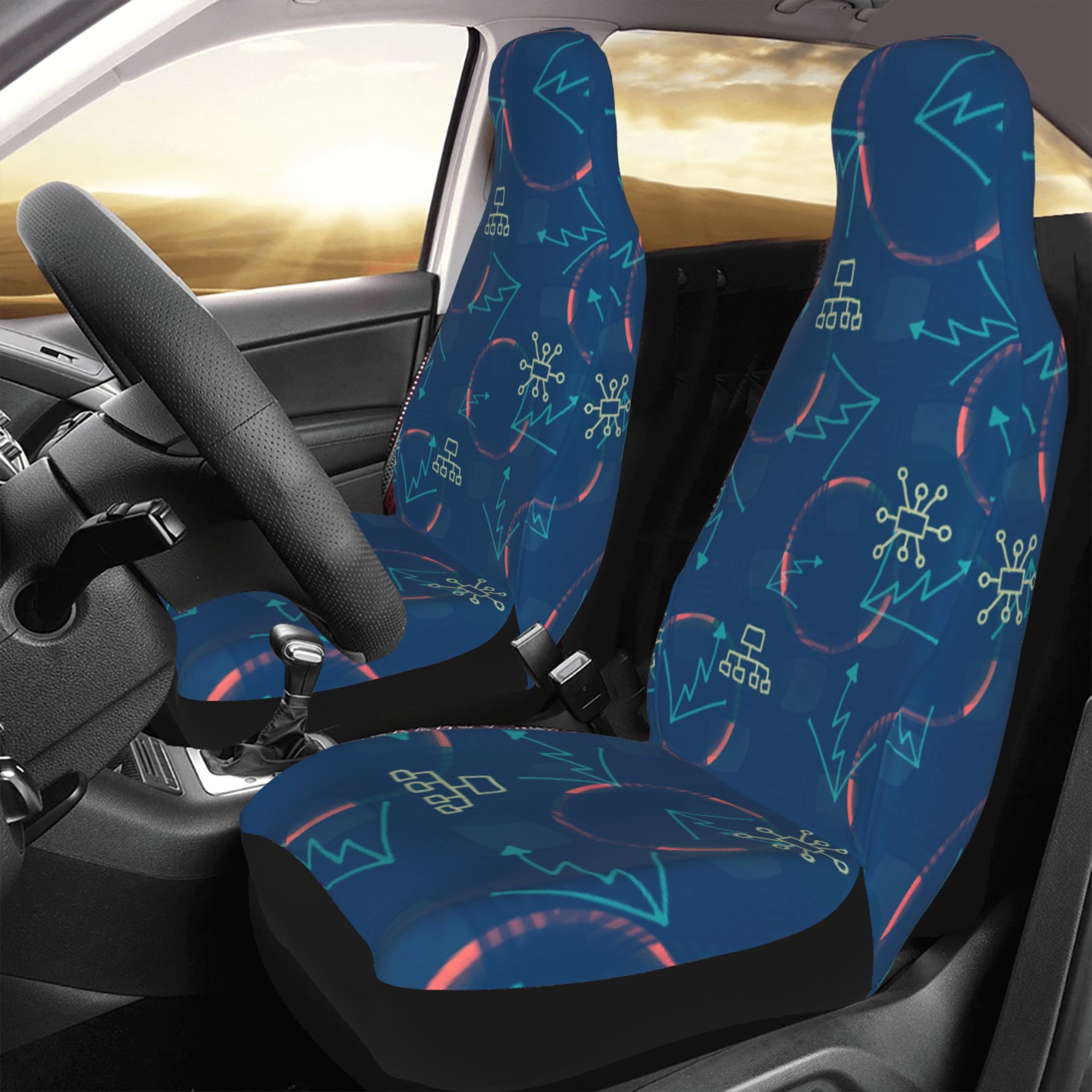 ZICANCN Car Seat Cover Planning Future Doodle Car Front Seat Covers Protectors ， Automotive Seat Covers for Cars Trucks Suv