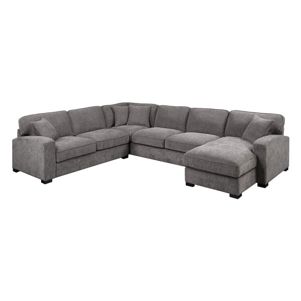 Selby Charcoal Loveseat Corner Sofa Chaise with Four Pillows