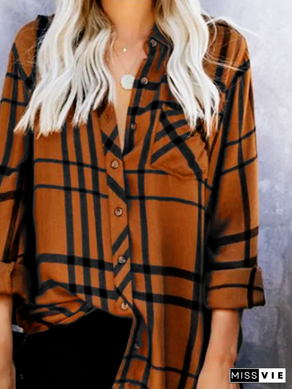 Long Sleeve Casual V Neck Blouse