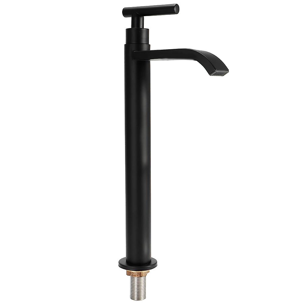 G1/2 304 Stainless Steel Single Cold Faucet Bathroom Countertop Basin Sink Water Tap Black