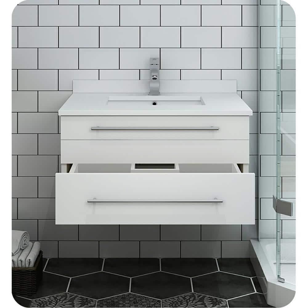 Fresca Lucera 30 in W Wall Hung Bath Vanity Cabinet Only in White