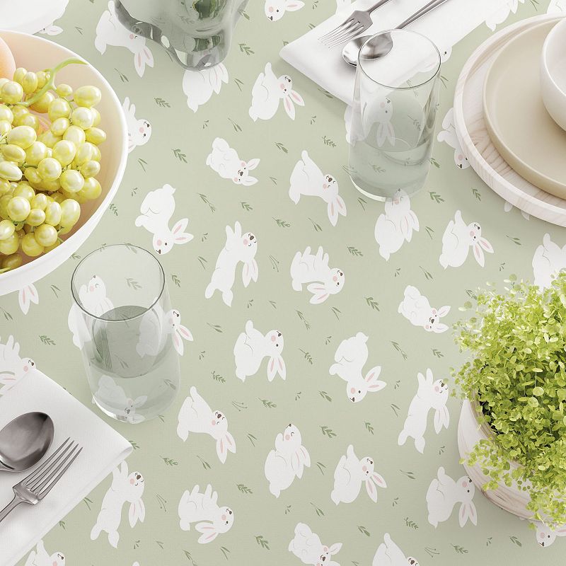 Square Tablecloth， 100% Cotton， 60x60， Bunnies in the Grass