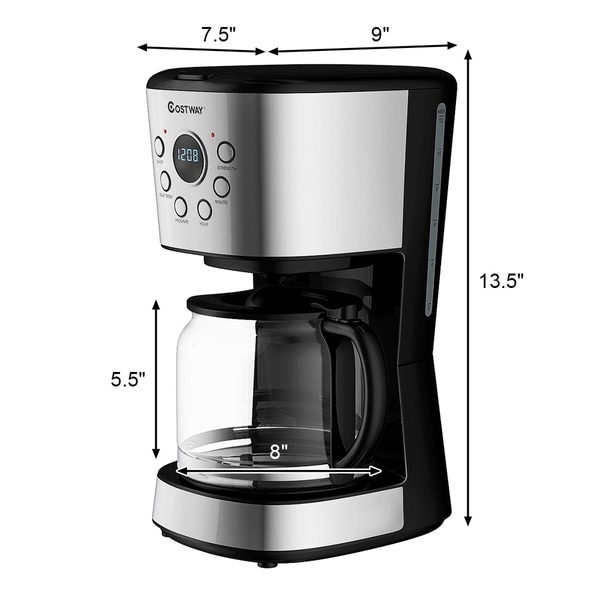 12-Cup Programmable Coffee Maker with LCD Display and 24hrs Timer