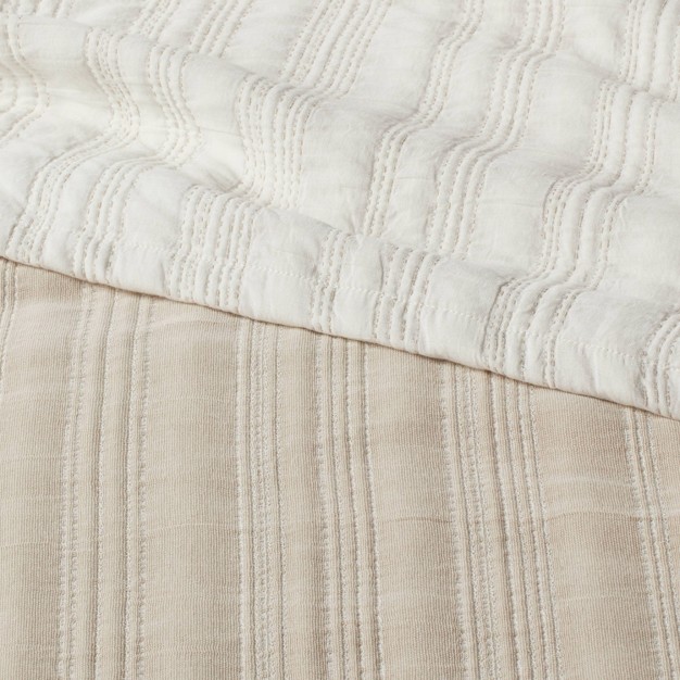 Reversible Matelass Stitched Stripe Quilt