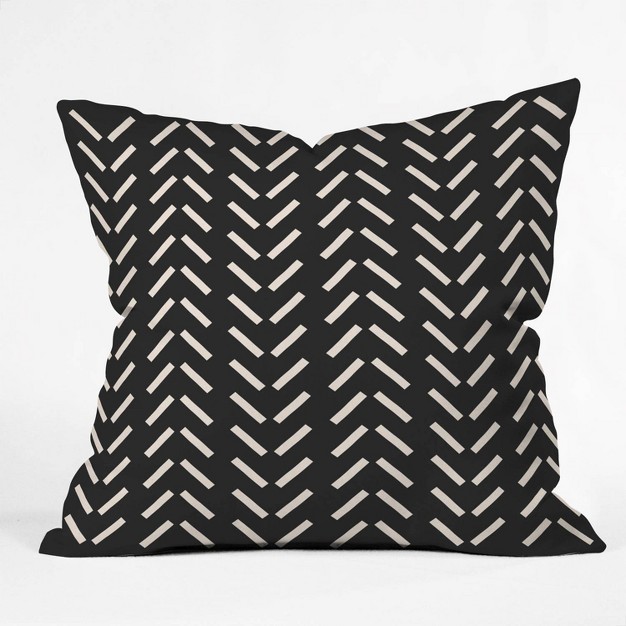 Nick Quintero Herringbone Throw Pillow Black white Deny Designs