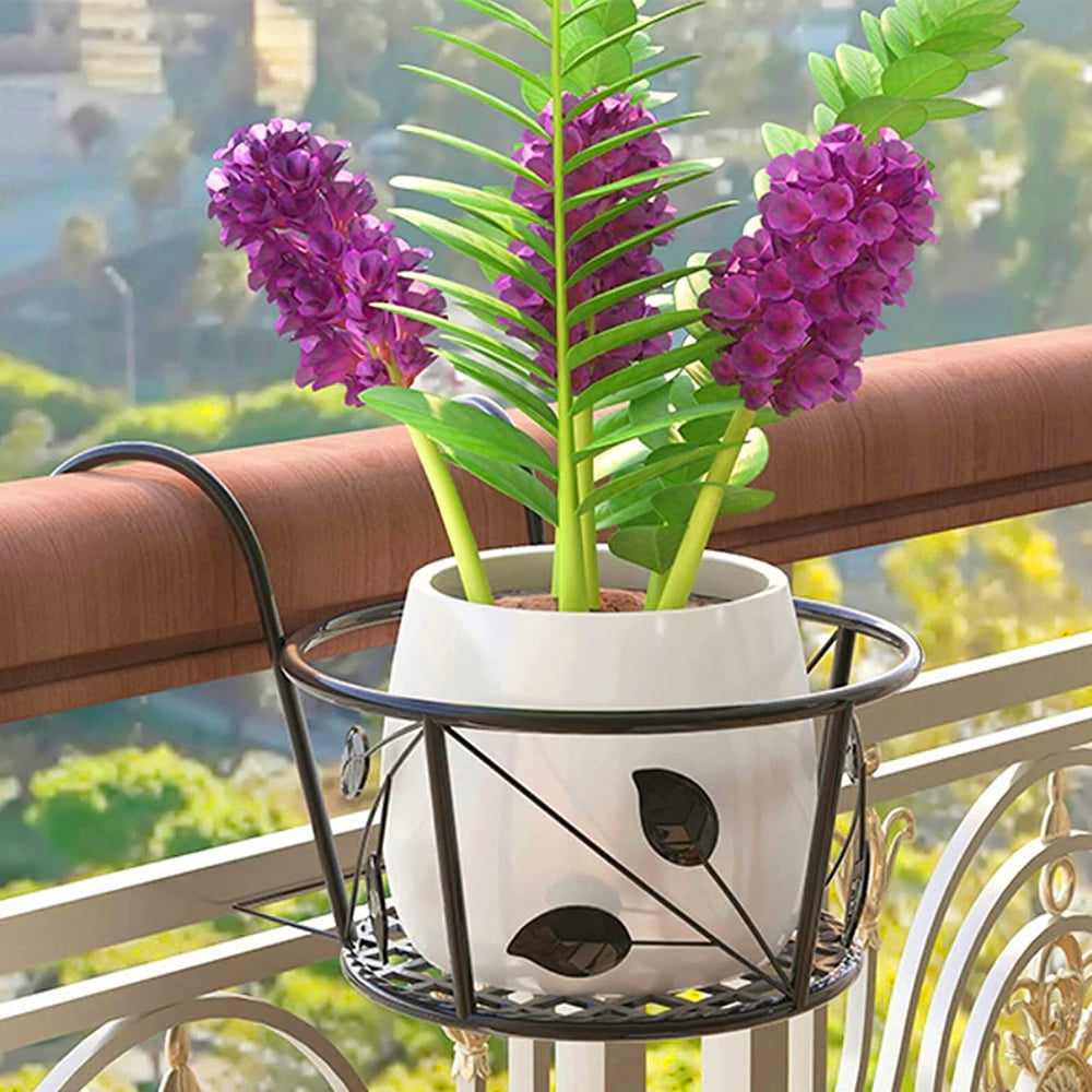 2 Pcs Hanging Railing Planters,Railing BasketFlower Pot Holders Plant Holder Over for Railing Fence Balcony Garden Patio Porch Decoration